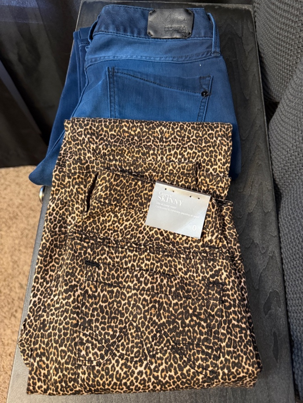 Express & NYco Skinny Jeans leopard & blue Sz 0